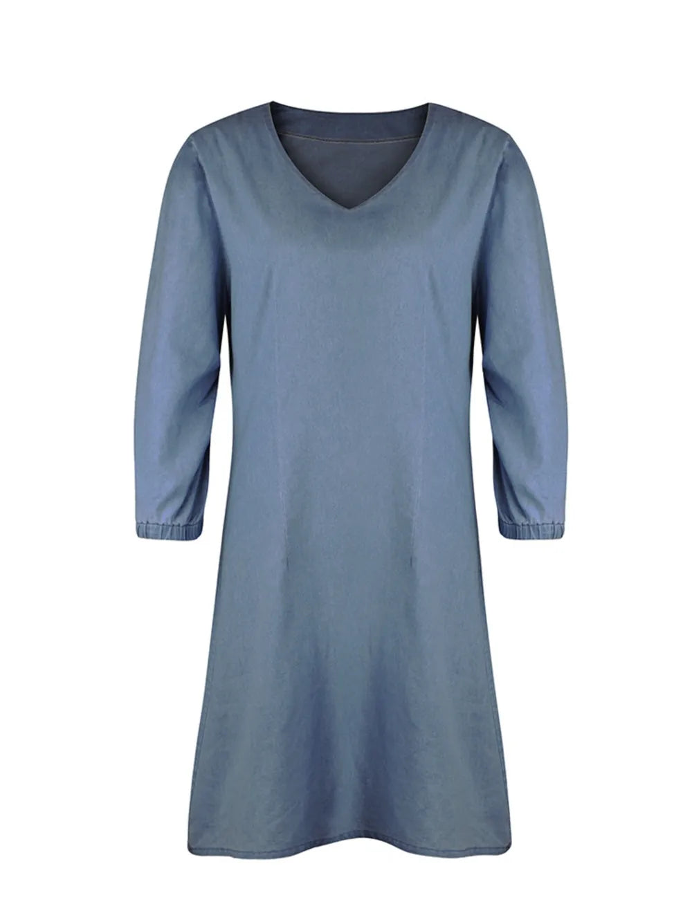 Robe midi élégante à col en V et manches mi-longues