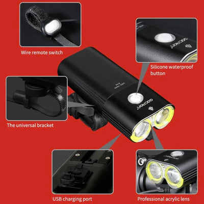 GACIRON 400-1800 Lúmenes Luz Delantera Recargable por USB para Bicicleta