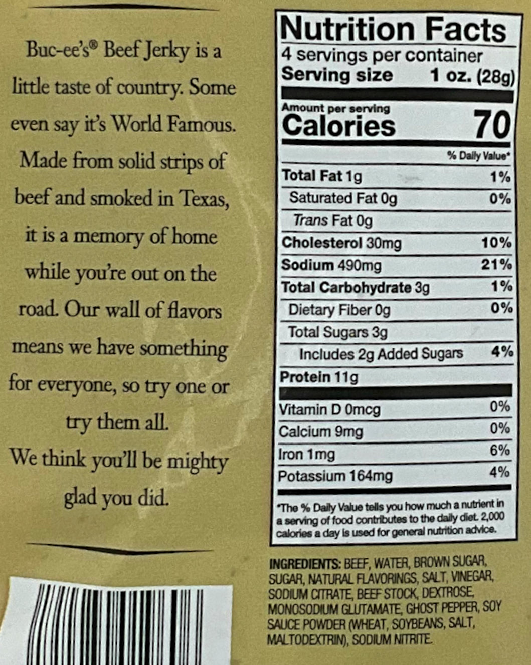 Buc-ee's Ghost Pepper Beef Jerky - Delicia Picante