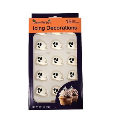Halloween Edible Cake Decorations - Ghost Toppers - 15 Count