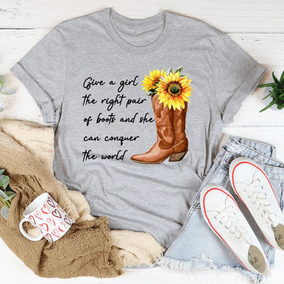 Give A Girl The Right Pair Of Boots Tee - Korvel