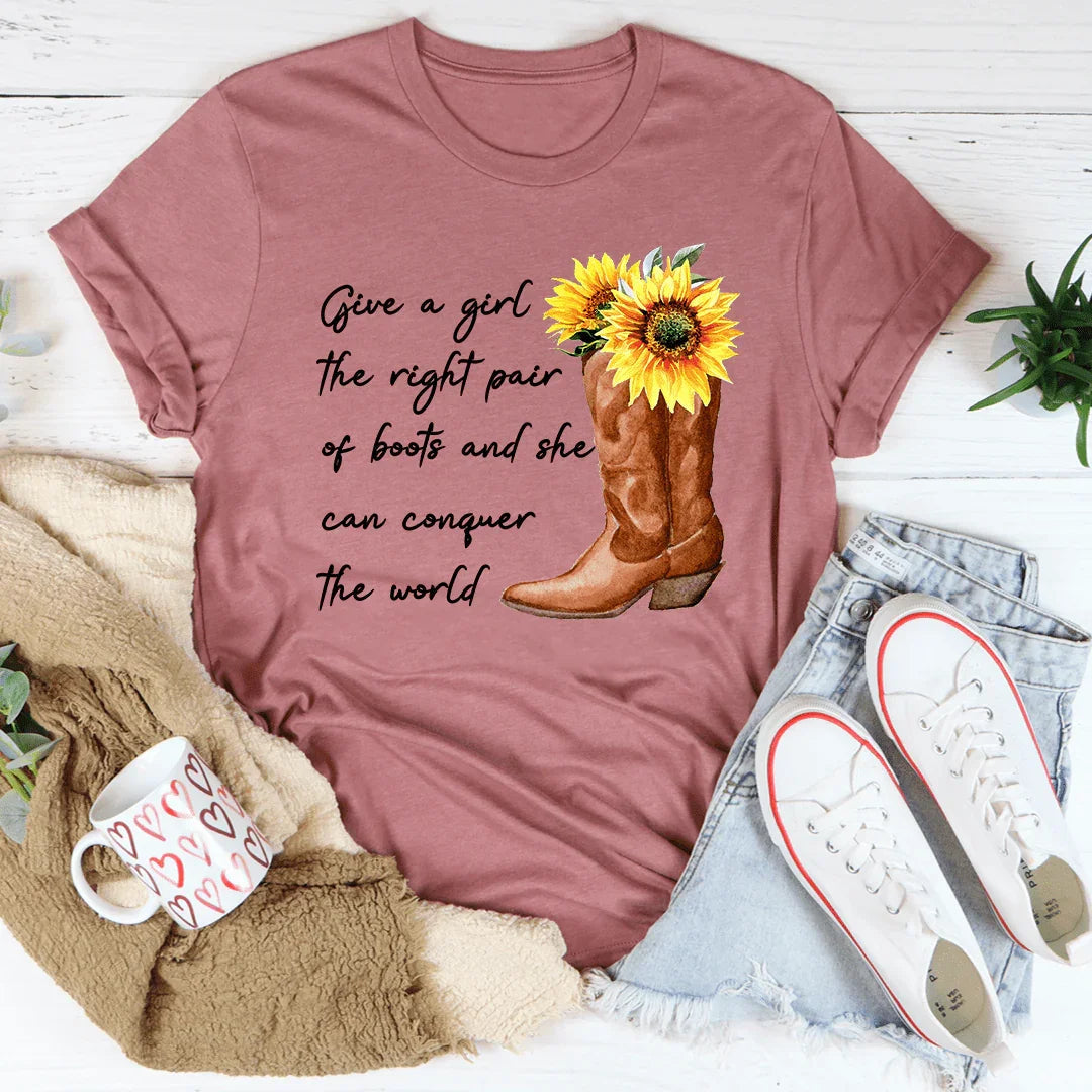 Give A Girl The Right Pair Of Boots Tee - Korvel