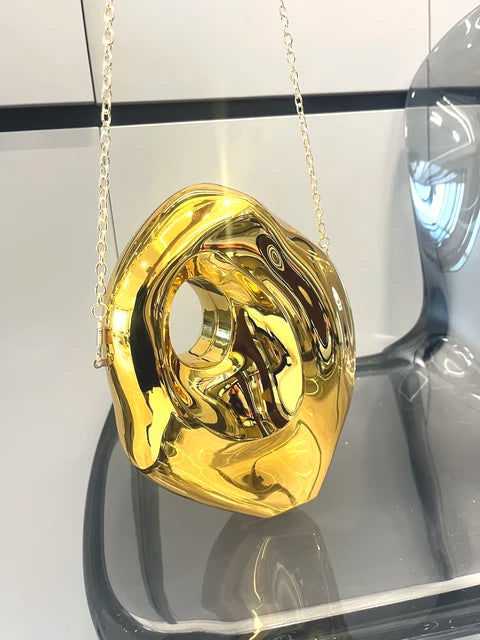 Golden Acrylic Clutch Bag - Luxury Evening Handbag