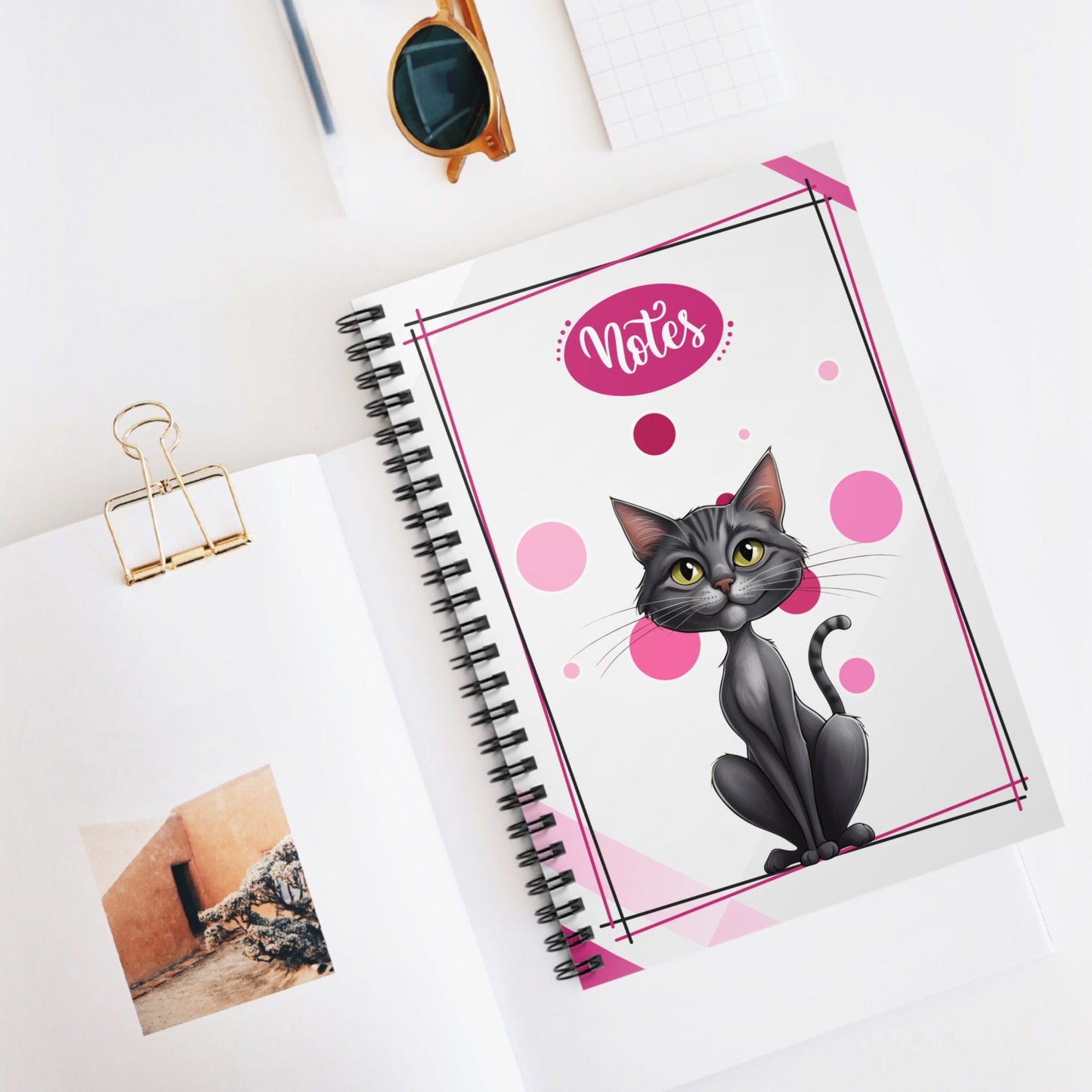 Cahier à spirale Chat Gris pour Étudiants et Amoureux des Chats