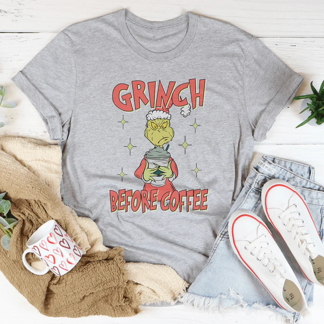 Camiseta del Grinch antes del café