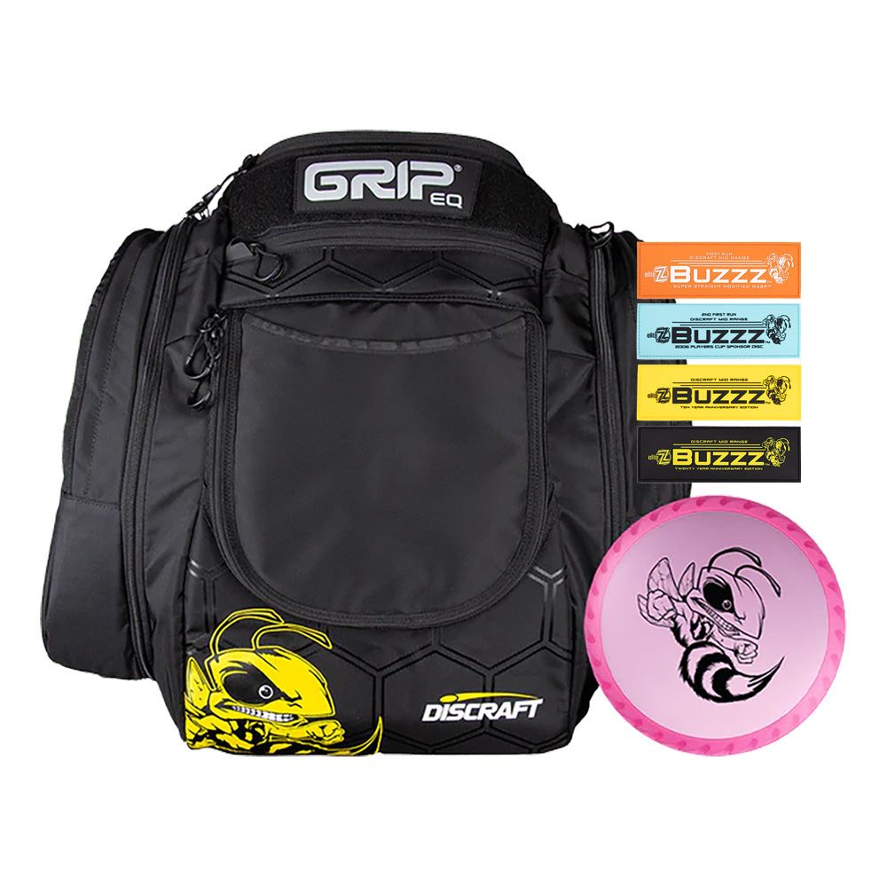 GRIPeq AX6 - Buzzz LE Bolsa de Disc Golf con Disco y Parches