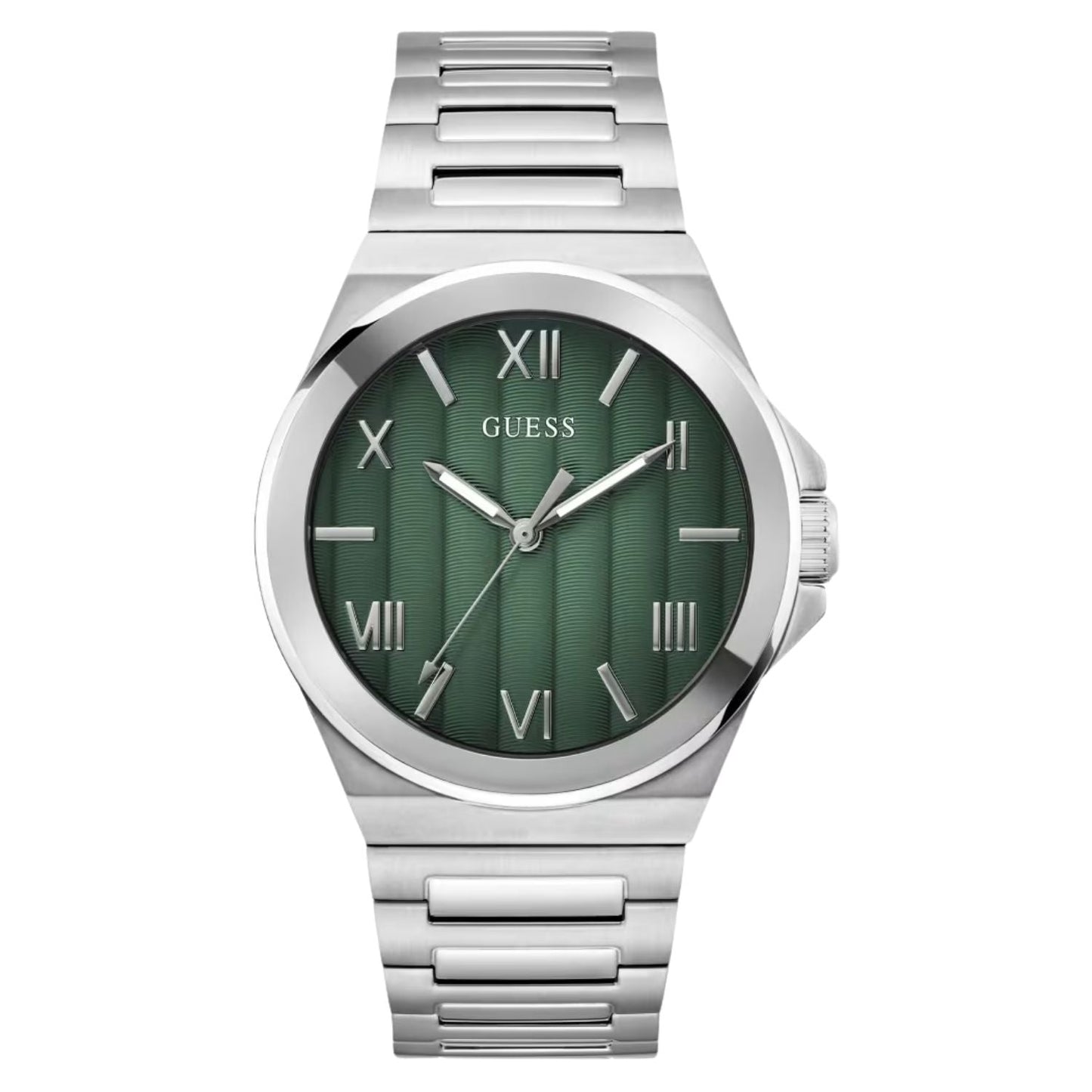 Guess Men's Vinyl Watch with Green Dial