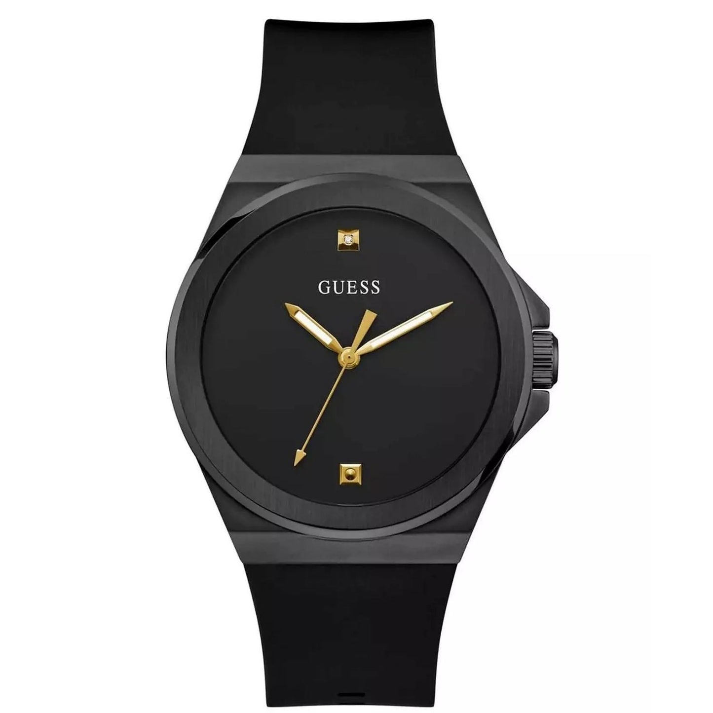Montre Vinyl pour Homme Guess - Cadran Noir et Bracelet en Silicone