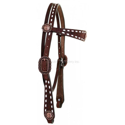 Elegant White Buckstitch Browband Headstall by Double J - Korvel