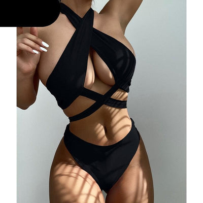 Halter Cross Bikinis Set - Women's Two-Piece Swimwear