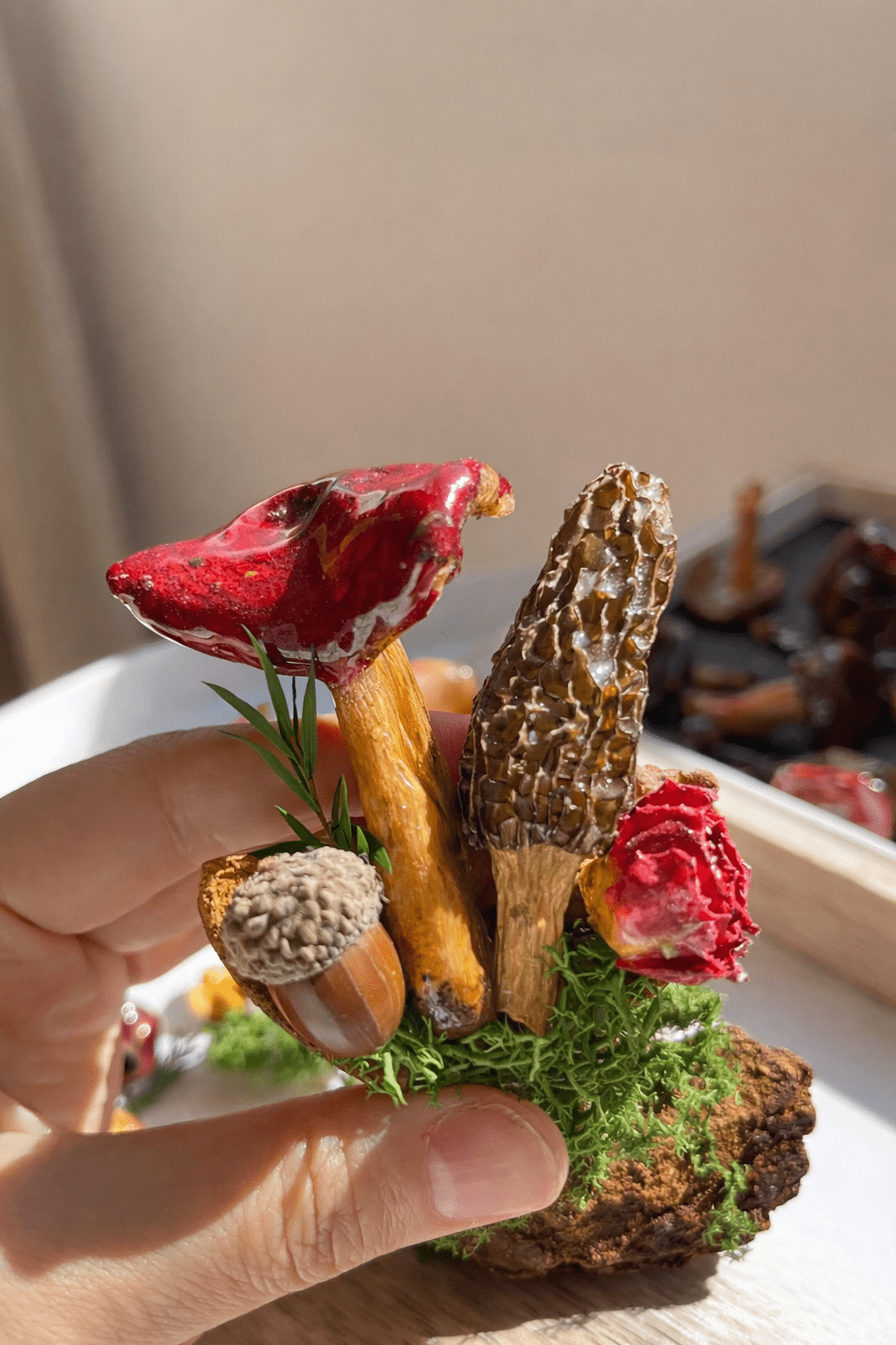 Handcrafted Real-Mushroom Fridge Magnets – Nature Preserved in Art