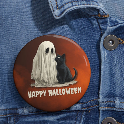 Felices Halloween Botones de Pin de Fantasma y Gato