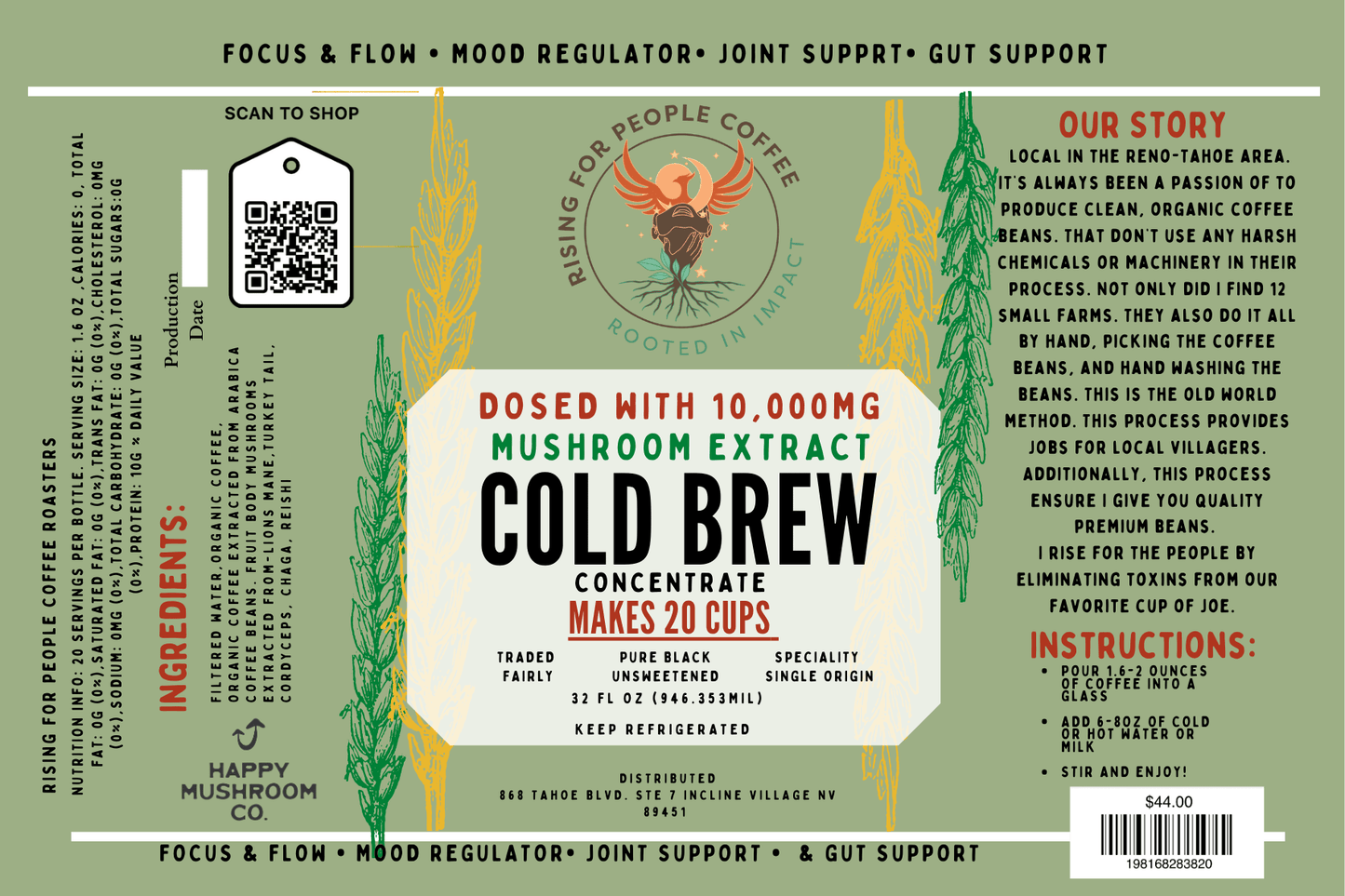 Café Cold Brew concentrado Happy Mushroom