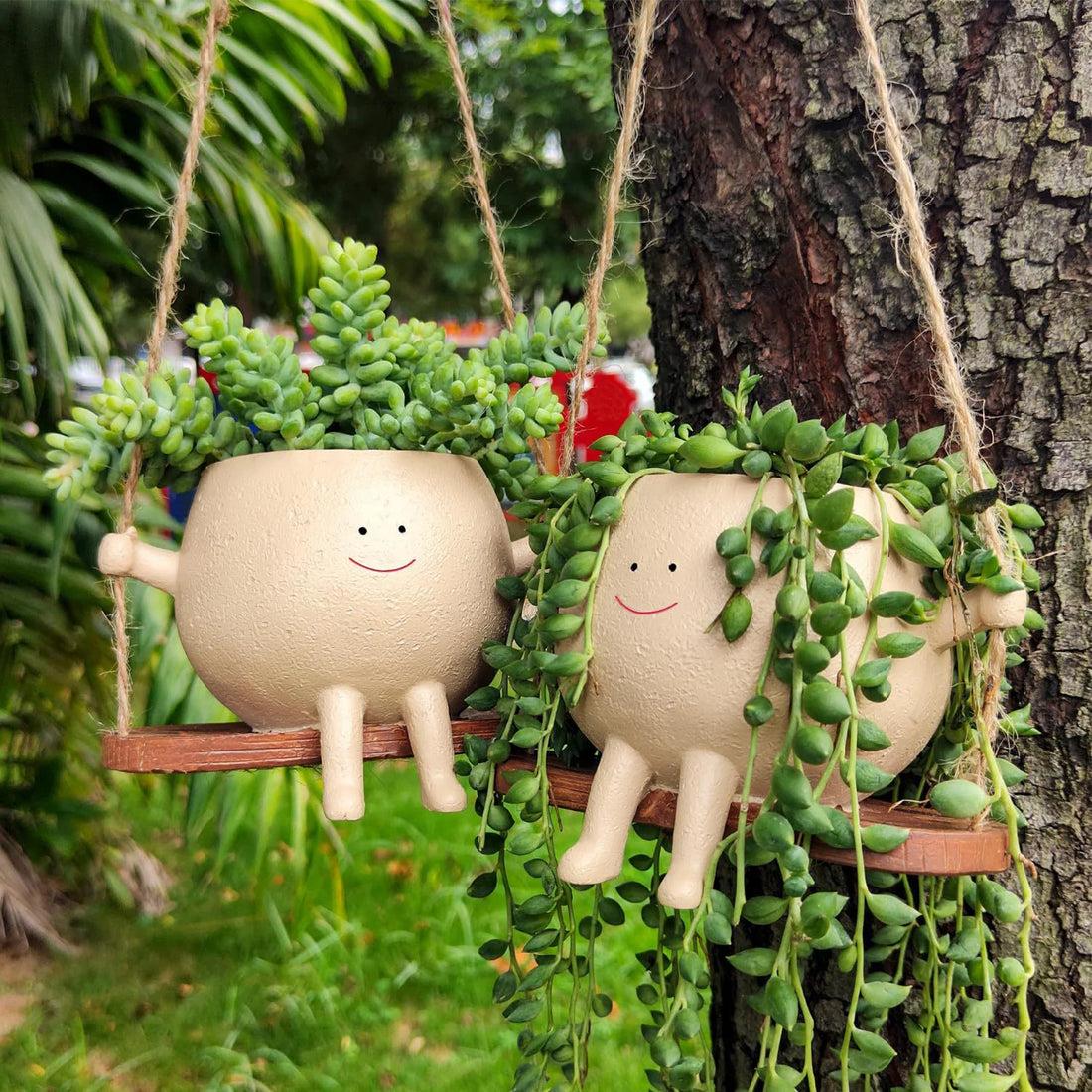 Happy Swing Planter - Jardinière suspendue charmante en résine