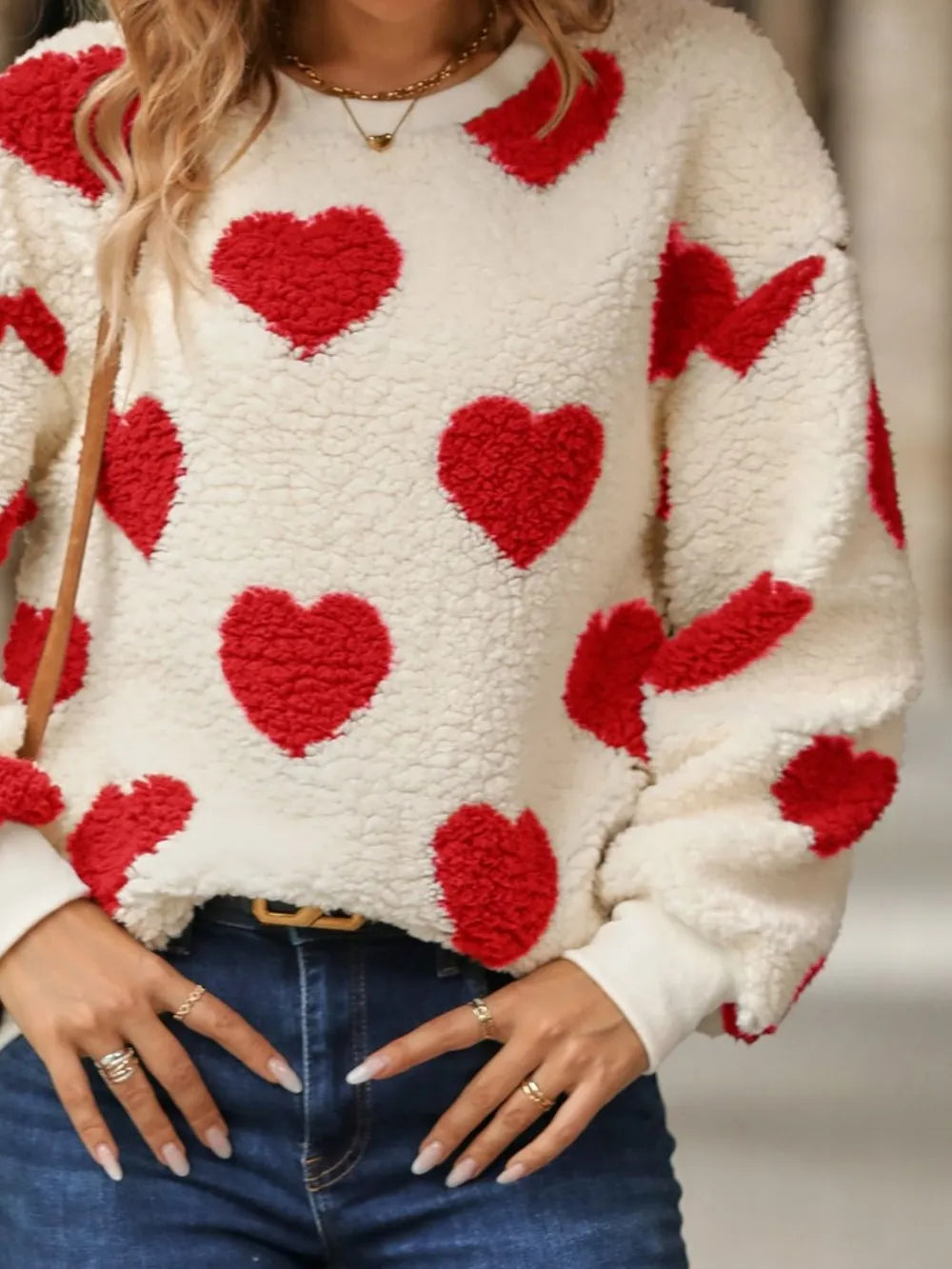 Heart Dropped Shoulder Sweatshirt - Korvel