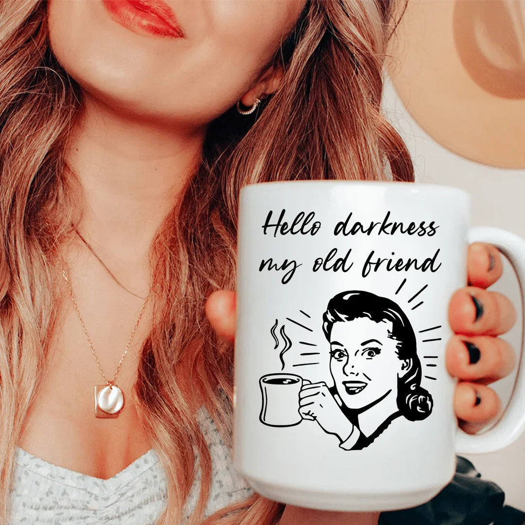 Taza de cerámica para café "Hola Oscuridad, mi vieja amiga", 15 oz