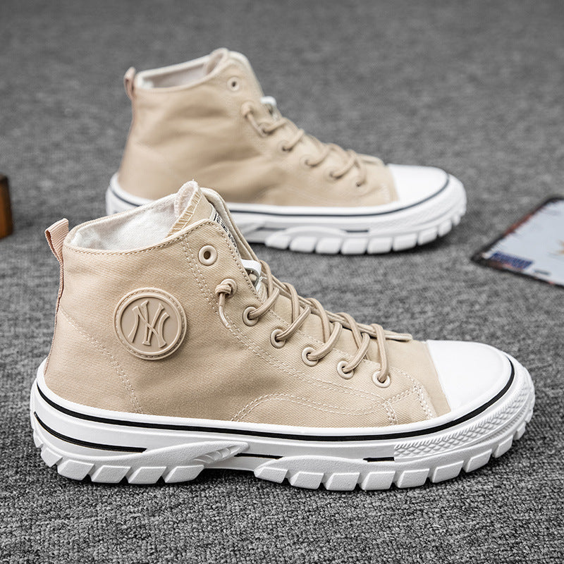 High top canvas shoes Korean style trendy sports and leisure shoes fashionable trendy shoes student board shoes - Korvel