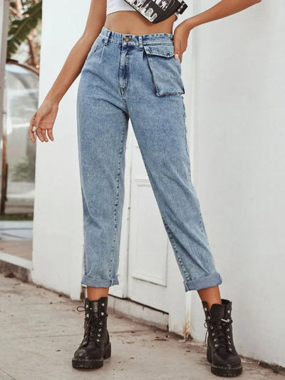 High Waist Straight Leg Jeans - Korvel