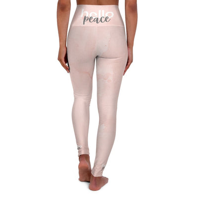 Womens High-Waist Fitness Legging - Pink Peach Marble