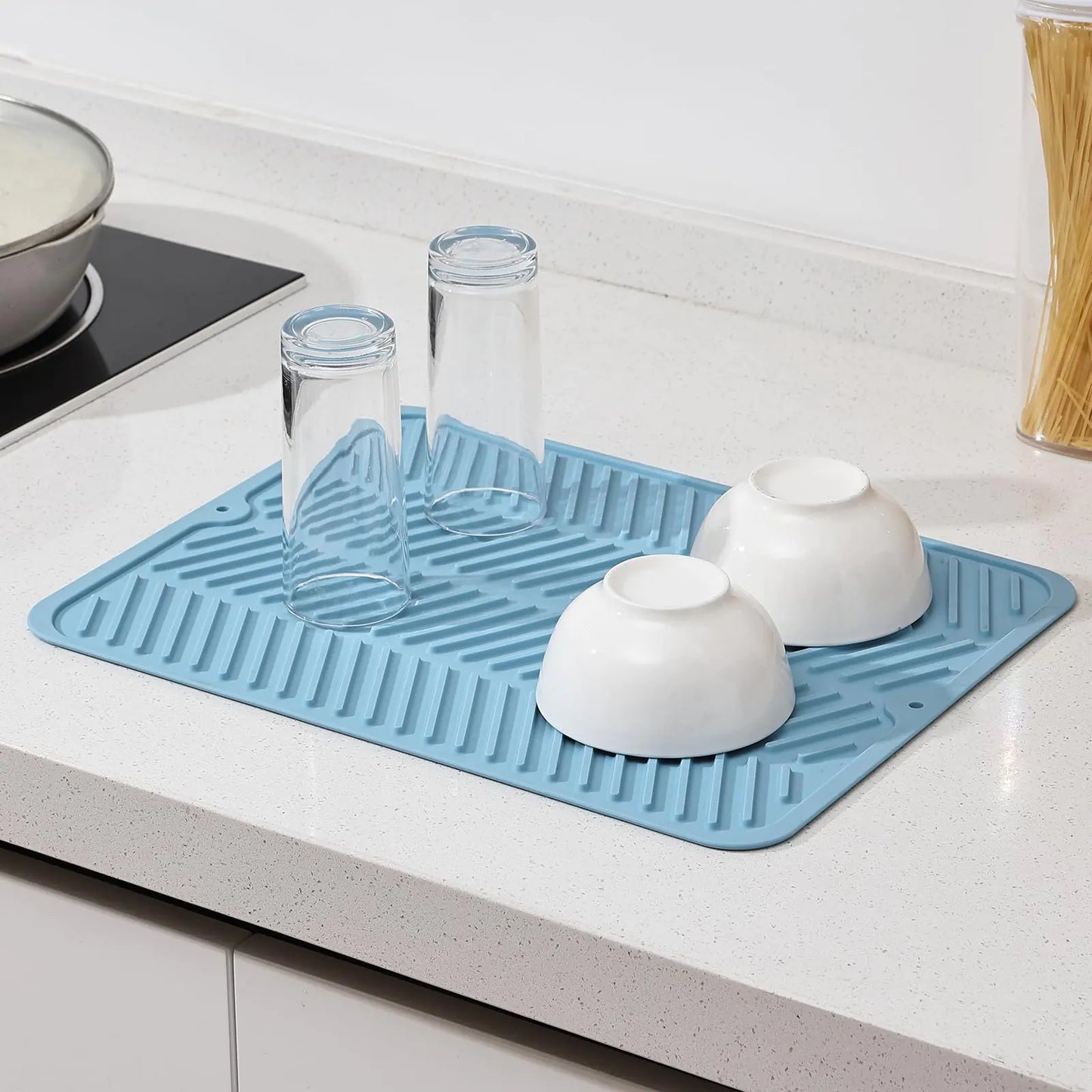Alfombrilla de Secado de Platos de Silicona Premium 12x16" - Versátil y Resistente al Calor