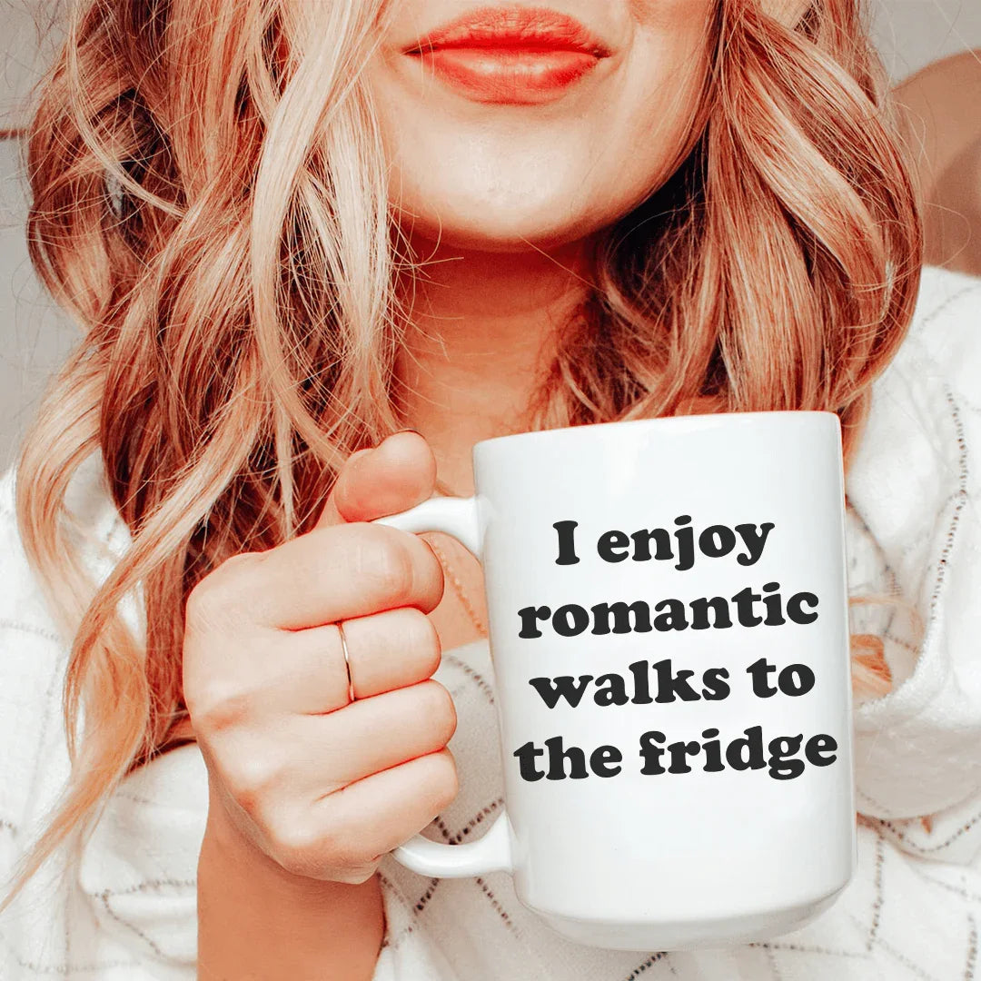 Disfruto de Paseos Románticos Hacia el Refrigerador Taza de Cerámica 15 oz