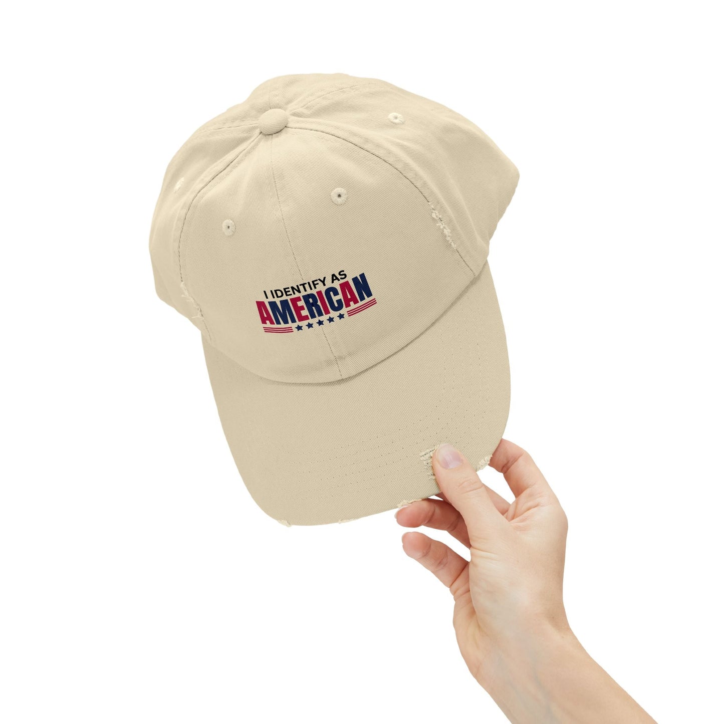 Je m'identifie comme Américain Casquette Unisexe Distressée