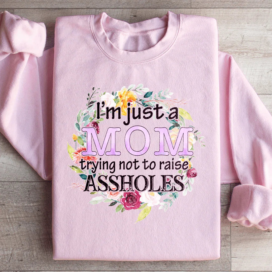 I'm Just A Mom Trying Not To Raise Aholes Sweatshirt