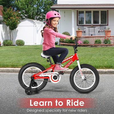 Vélo pour enfants de 16 pouces avec roues d'entraînement - Rouge