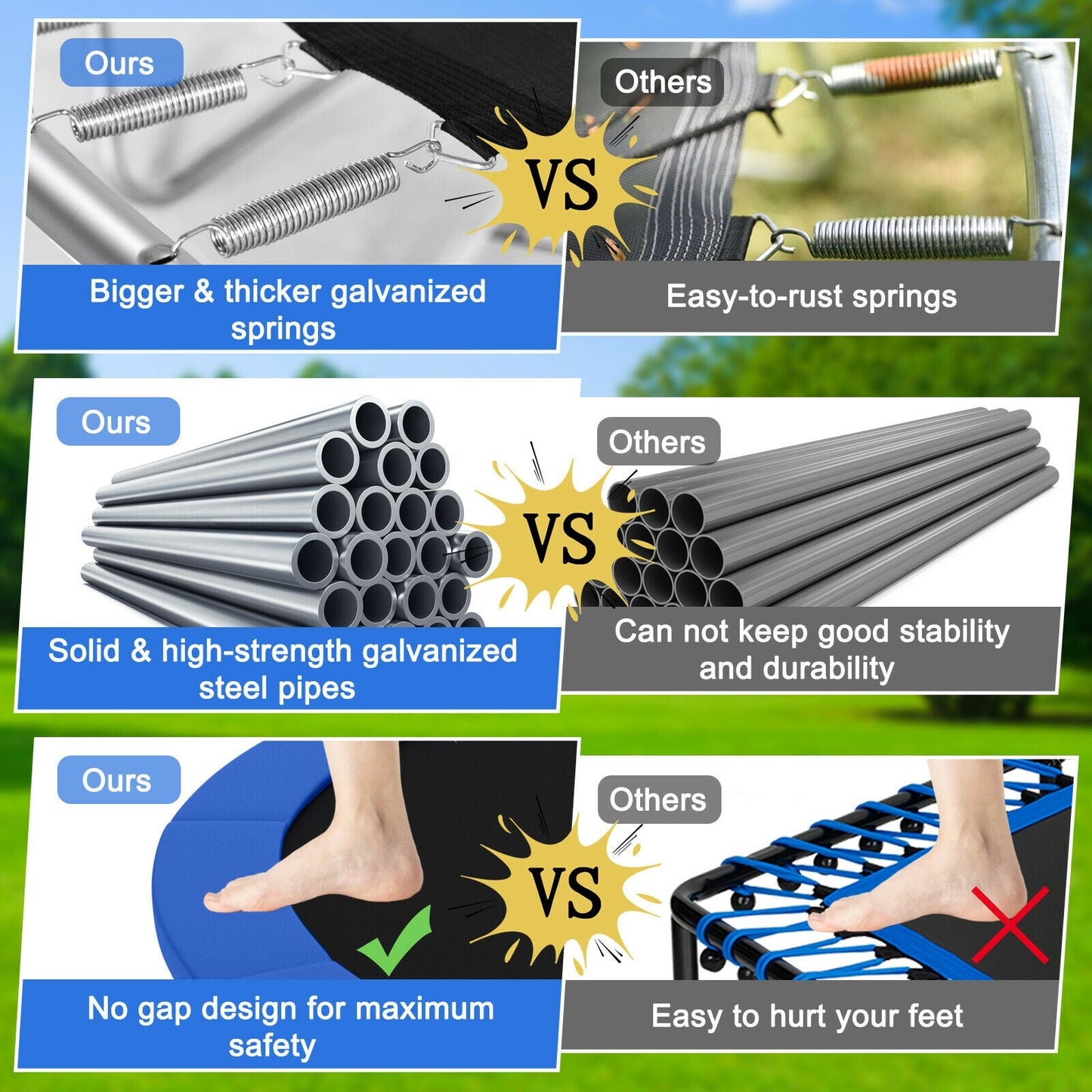 15 ft Outdoor Trampoline with Safety Net