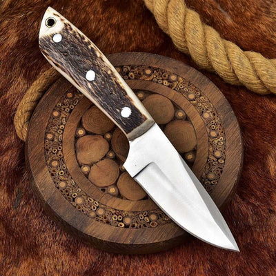 Premium Custom Elk Skinning Knife with Leather Sheath - Korvel