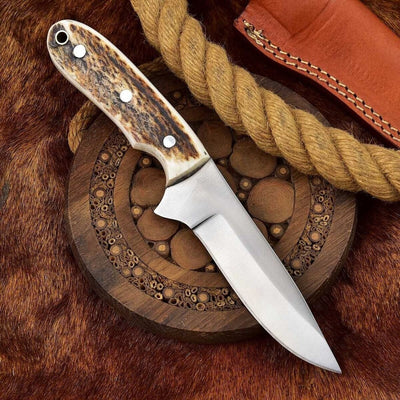 Premium Custom D2 Steel Skinning Knife with Leather Sheath - Korvel