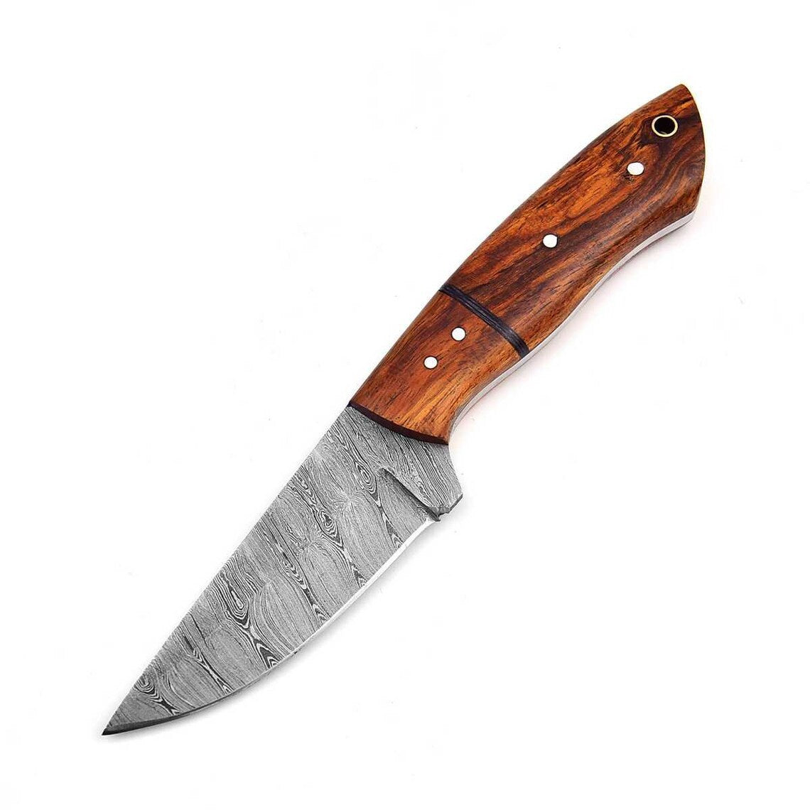Premium Custom Damascus Steel Skinning Knife with Elegant Rosewood Handle - 7.25 inches - Korvel