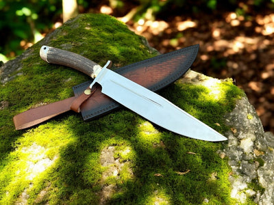 Custom Handmade Frontier Legend Bowie Knife – D2 Steel Blade with Antler Handle - Korvel