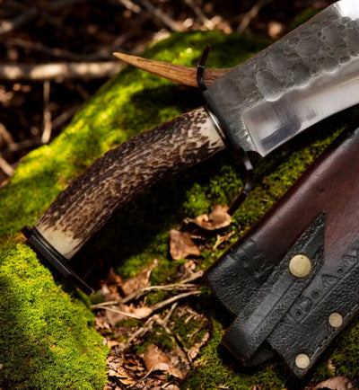 Custom Handmade Mountain Stalker Bowie Knife – 17" Antler Handle with 1095 Steel Blade - Korvel