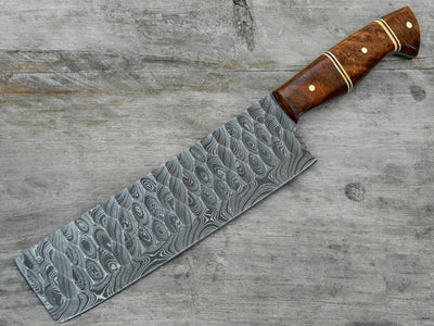 Handcrafted Damascus Steel Cleaver Knife - Custom Design - Korvel