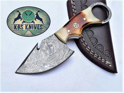 Premium EDC Guthook Skinning Knife with Bone Handle - Korvel