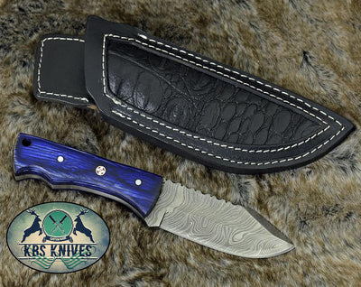 Premium Handmade Damascus Steel Skinning Knife with Leather Sheath - Korvel