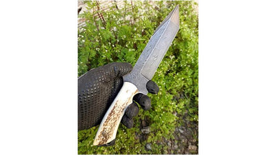Premium Damascus Steel Tanto Blade Hunting Knife - Korvel