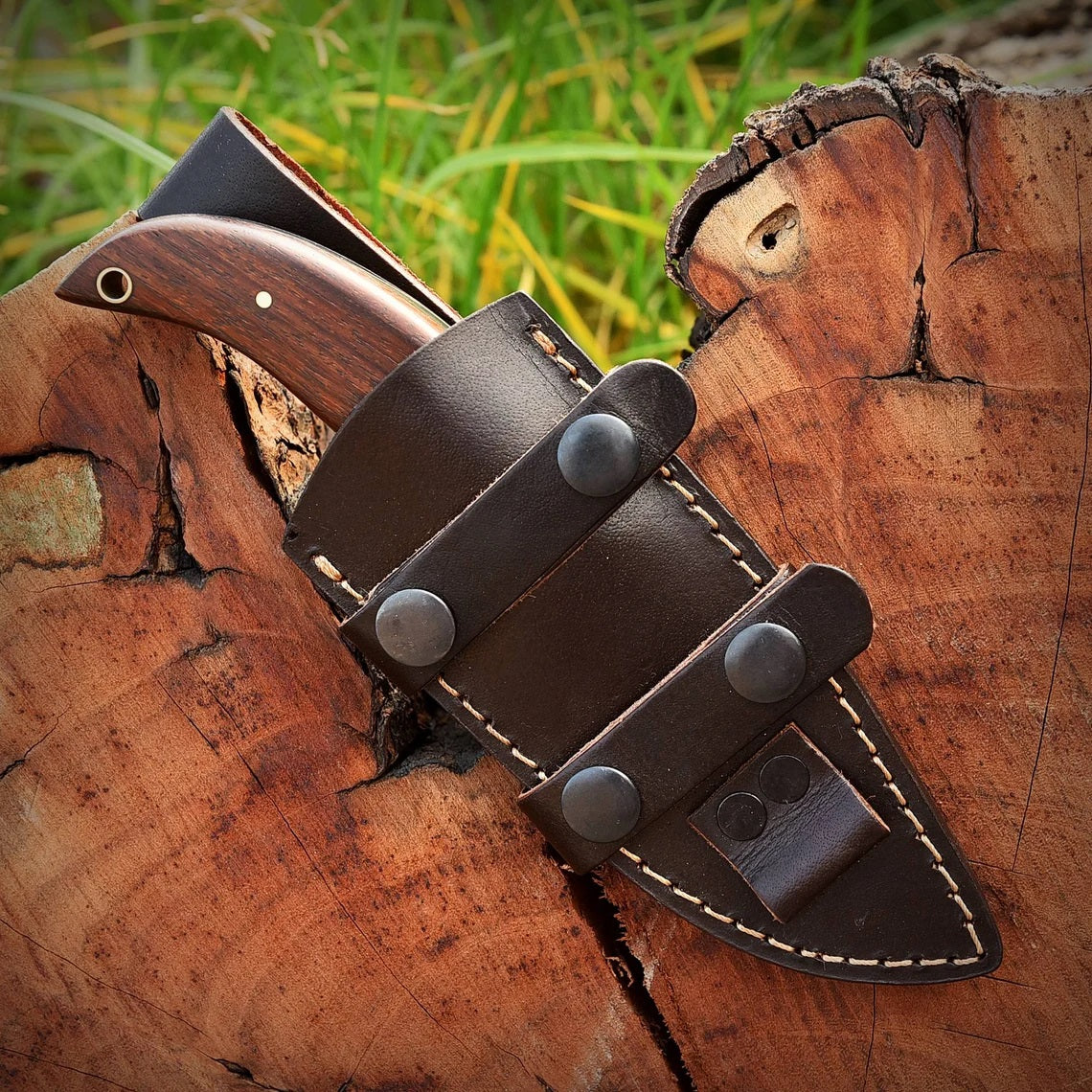 Premium Custom 1095 Forged Steel Skinning Knife | Elegant Rosewood Grip | 7-Inch Blade | Includes Leather Sheath - Korvel