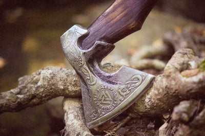 Artisan Crafted 1095 Steel Engraved Axe with Rosewood Handle - Korvel