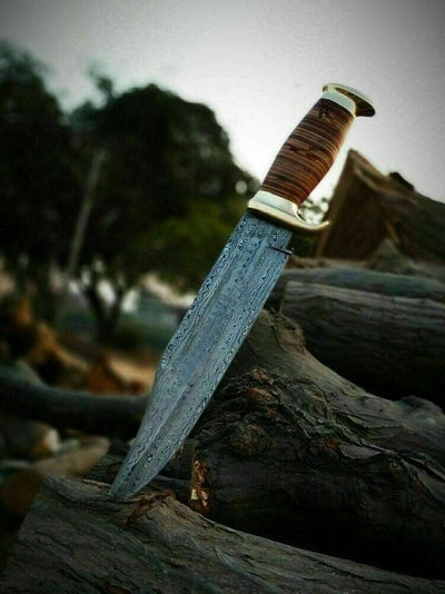 Artisan Crafted Damascus Steel Bowie Knife - Korvel