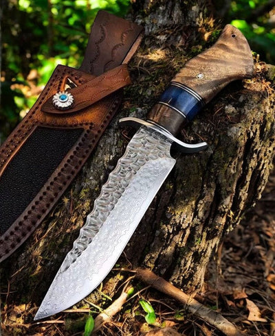 Timberwolf – Exquisite Handcrafted Bowie Knife with Unique Damascus Blade - Korvel