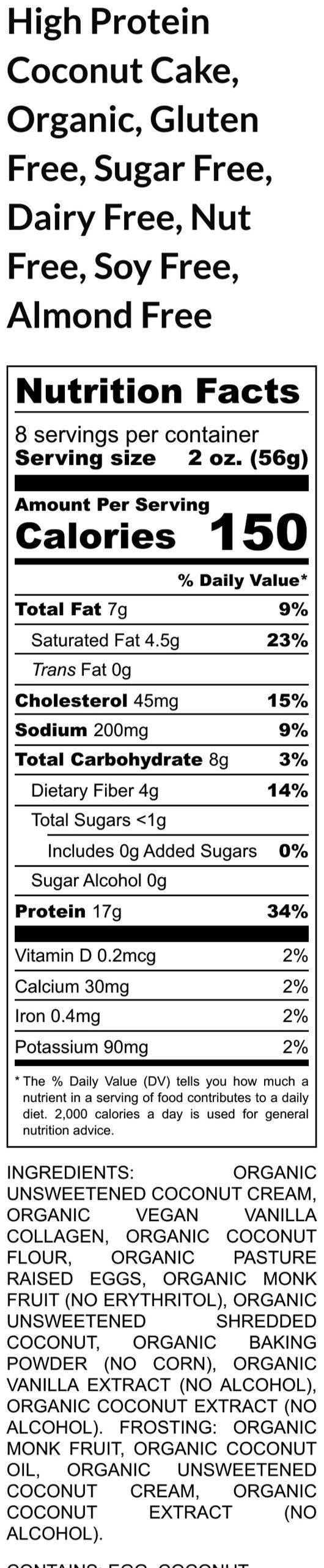 Pastel de Coco Premium Alto en Proteínas - Sin Gluten y Vegano