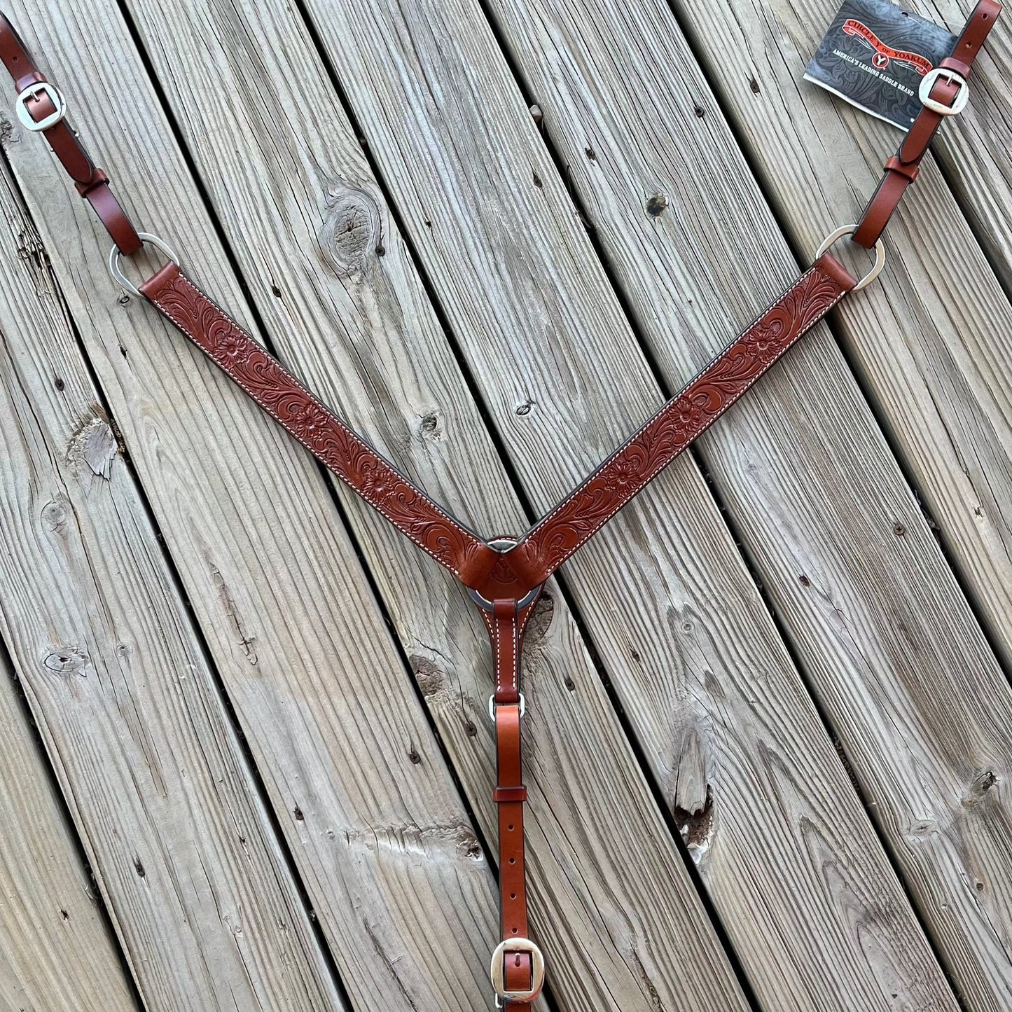 Elegant Floral Tooled Breastcollar by Circle Y - Korvel