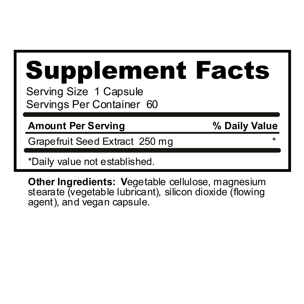 Cápsulas de Extracto de Semilla de Pomelo Premium 250mg