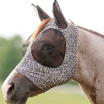 Cheetah Print Lycra Fly Mask for Ultimate Comfort - Korvel