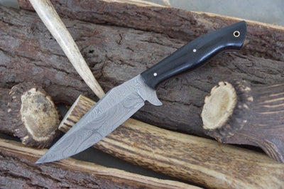 Premium Custom Damascus Steel Clip Point Hunting Knife - Korvel