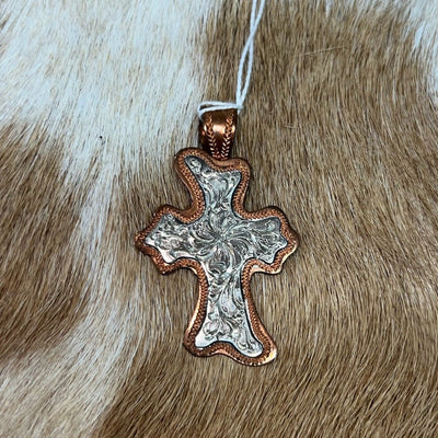 Elegant Copper and Silver Cross Pendant - Korvel