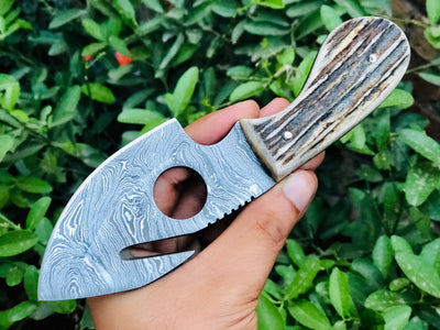 Premium Handmade Deer Antler Guthook Skinning Knife - Korvel
