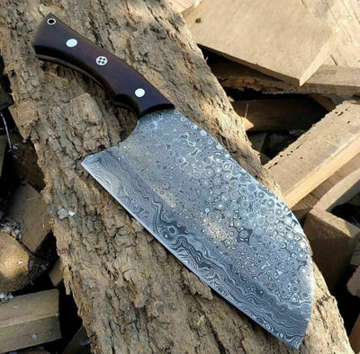 Premium Raindrop Pattern Damascus Cleaver Knife - Korvel